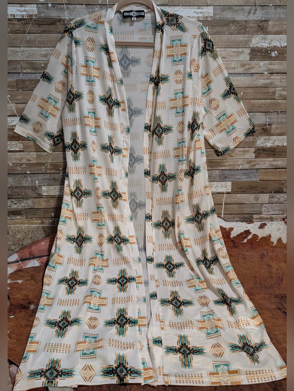 New Rowdy Crowd Short Sleeve Southwestern Aztec Kimono
